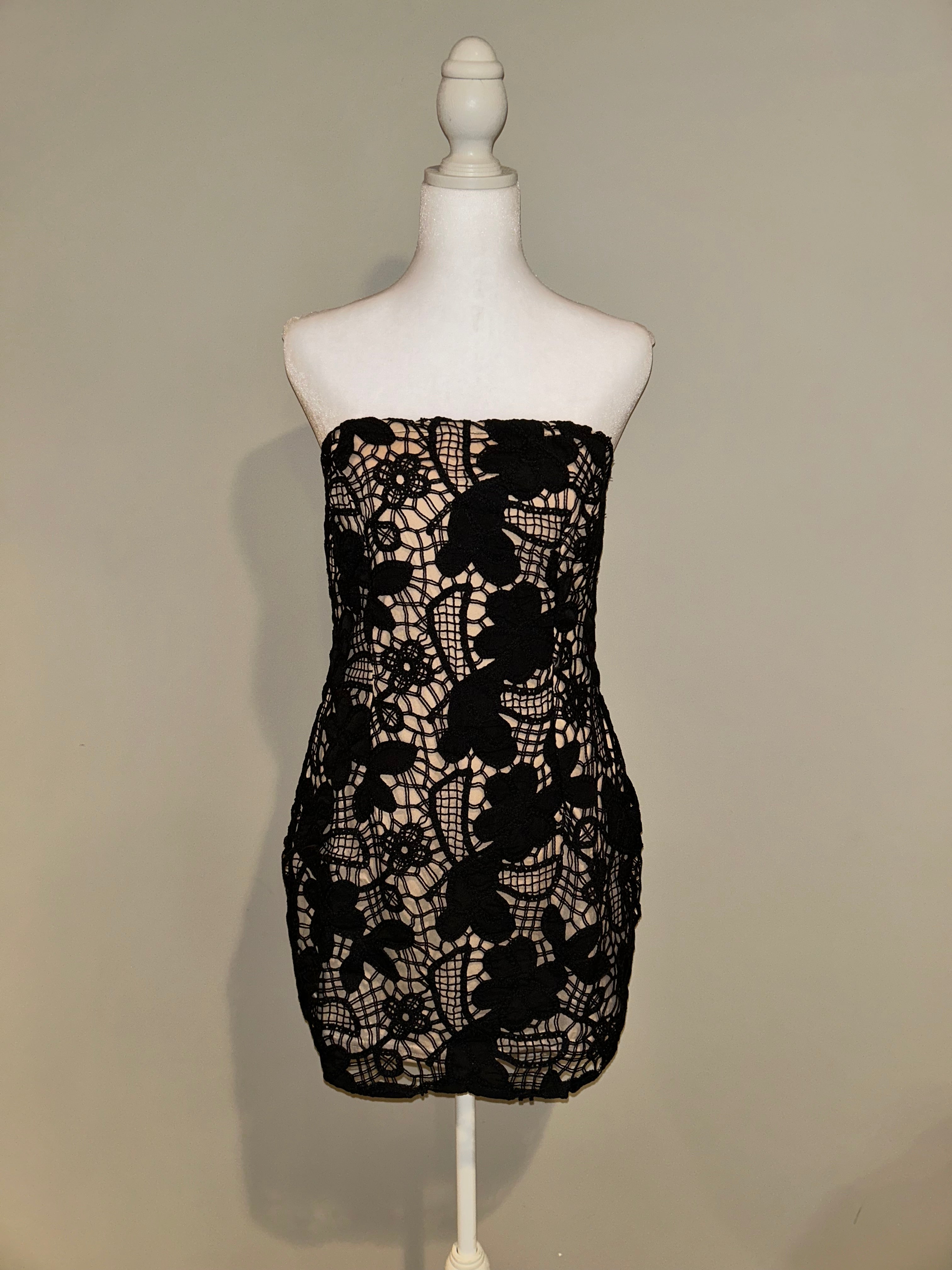 Black Lace strapless mini dress