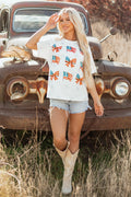 Patriotic Flag Bow Graphic Starry Tee Shirt