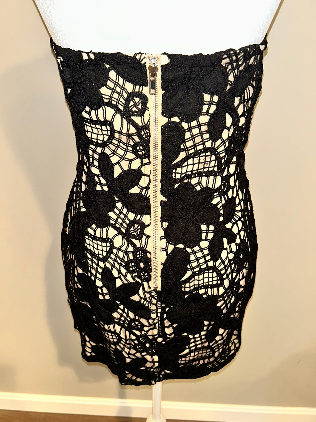 Black Lace strapless mini dress