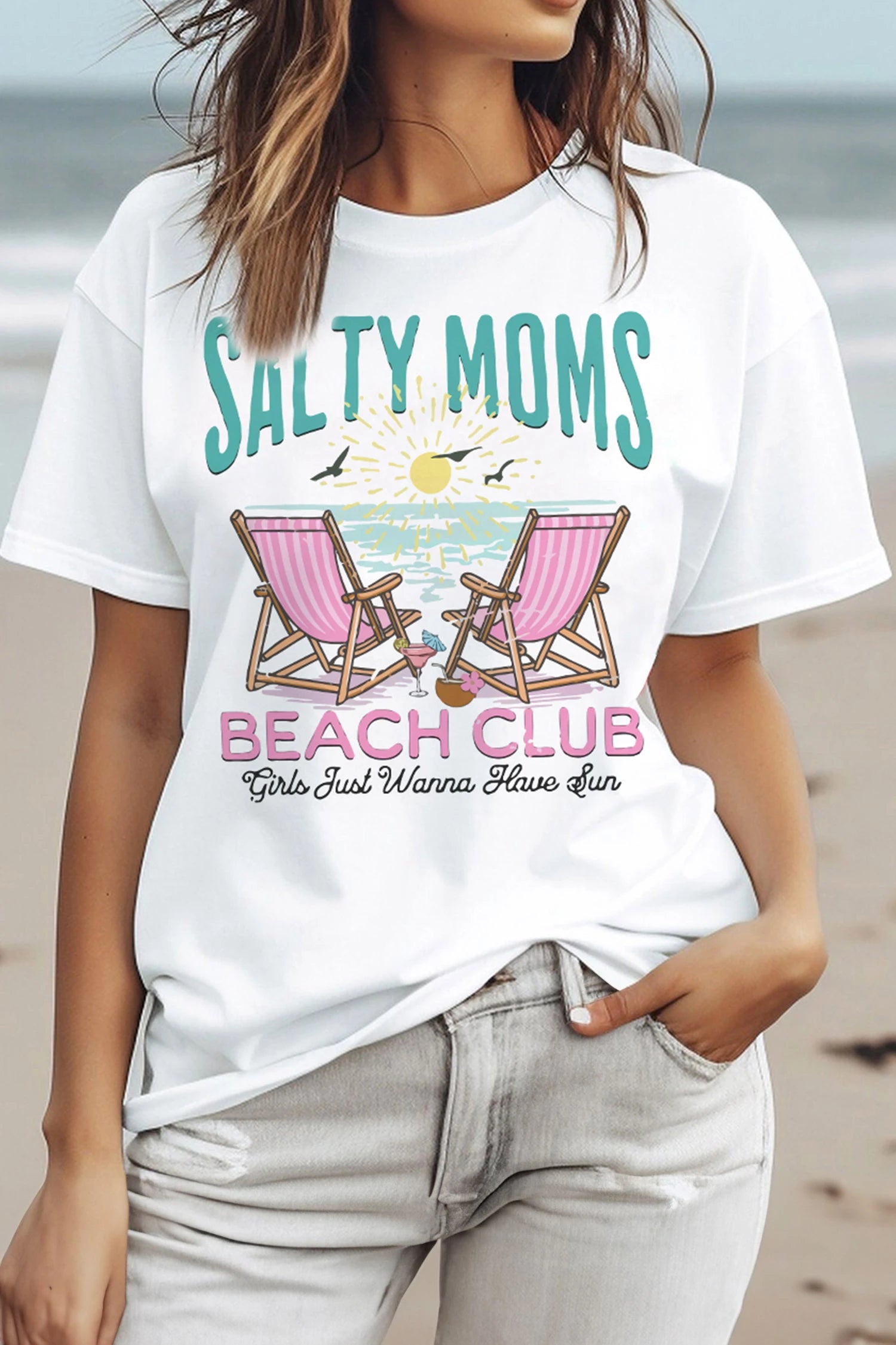 Salty Moms Beach Club Short Sleeve Graphic Tee