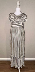 Striped Black & Cream Maxi Dress